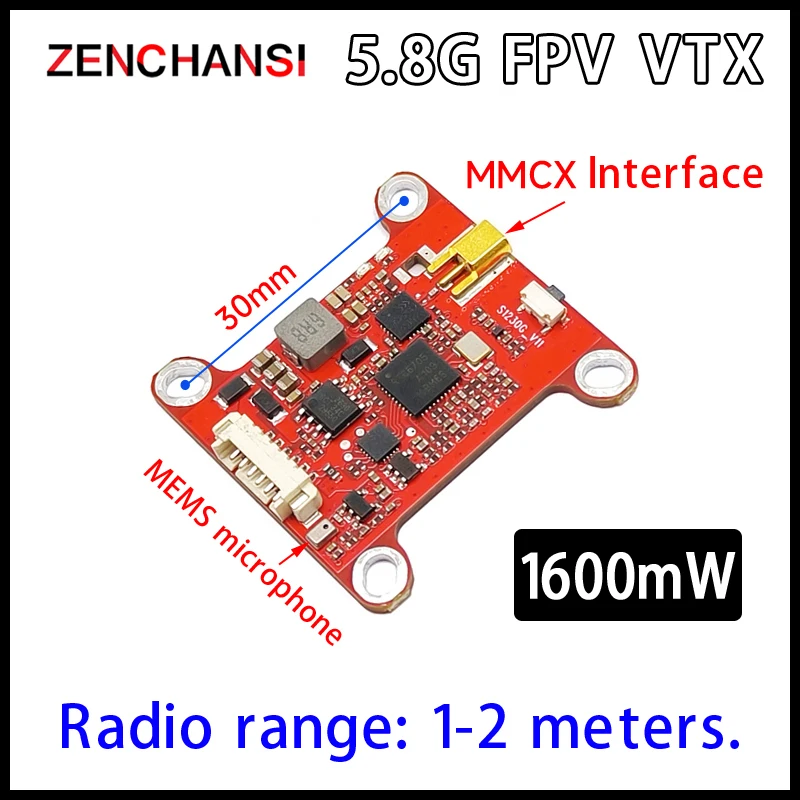 RXCRC 5 8G 48CH 1 6 Вт передатчик PitMode 200 мВт/500 мВт/800 мВт/1600 МВт Регулируемый VTX 2-6S