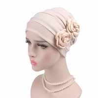 new womens elegant double 3d flower beanie pleated sleep cap chemotherapy caps african twist turban women head wraps