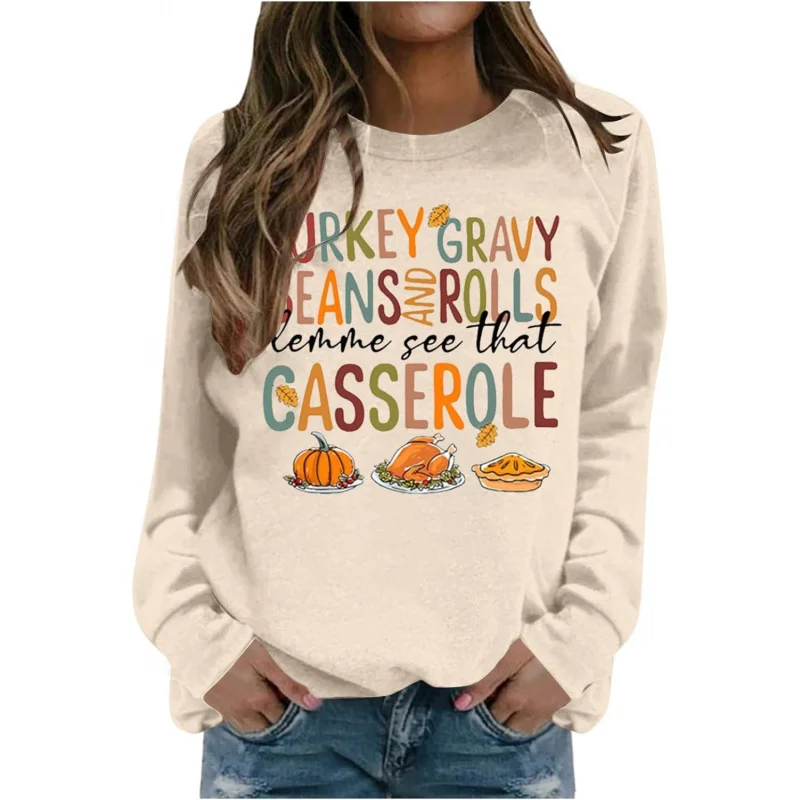 Толстовка на День Благодарения женский пуловер с фасолью и индейским соусом