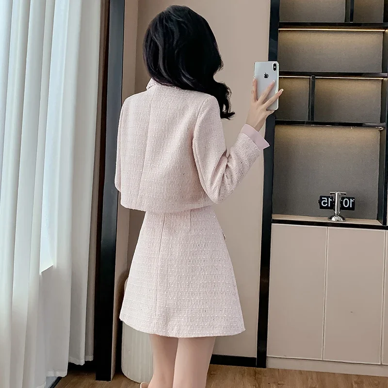 Высококачественный твидовый комплект Lnsozkdg из двух предметов женский короткий