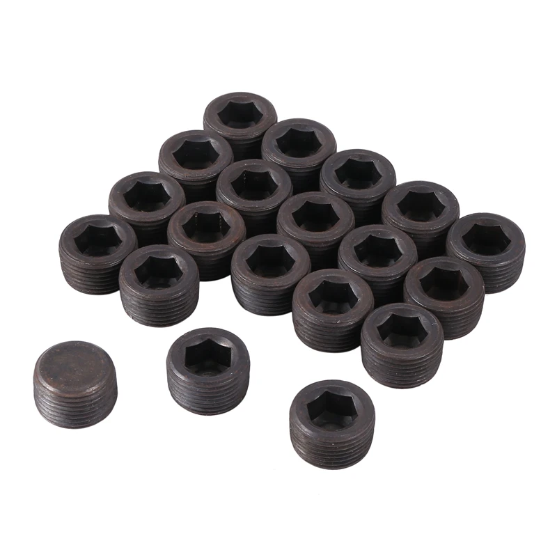 

20Pcs Carbon Steel 3/4Inch NPT Male Pipe Plug Fitting Assortment Set Internal Hex Thread Socket Pipe Plug Kit