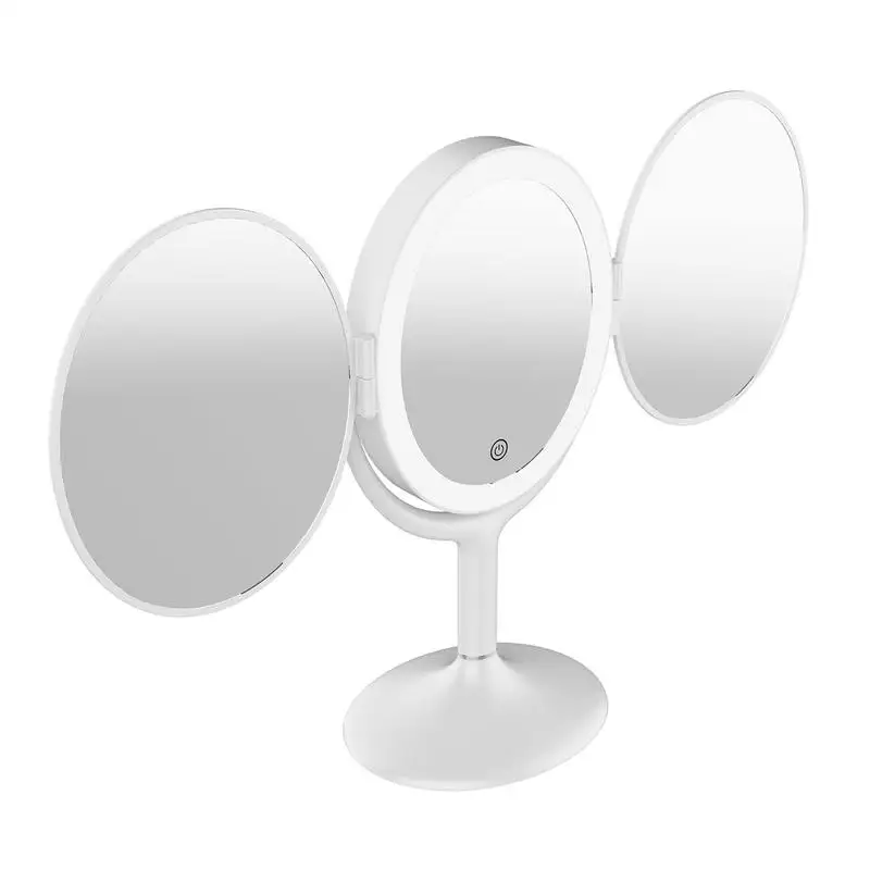 

Makeup Mirror With Lights 1X 2X 3X Magnification Lighted Vanity Mirror Trifold Dual Power Beauty Mirrors Portable