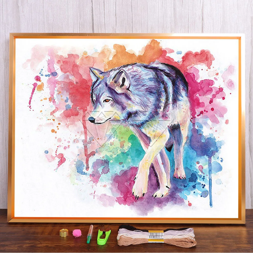 

Animals Colorful Lion Owl Horse Printed 11CT Cross-Stitch DIY Embroidery Set DMC Threads Handmade Needlework Painting Floss