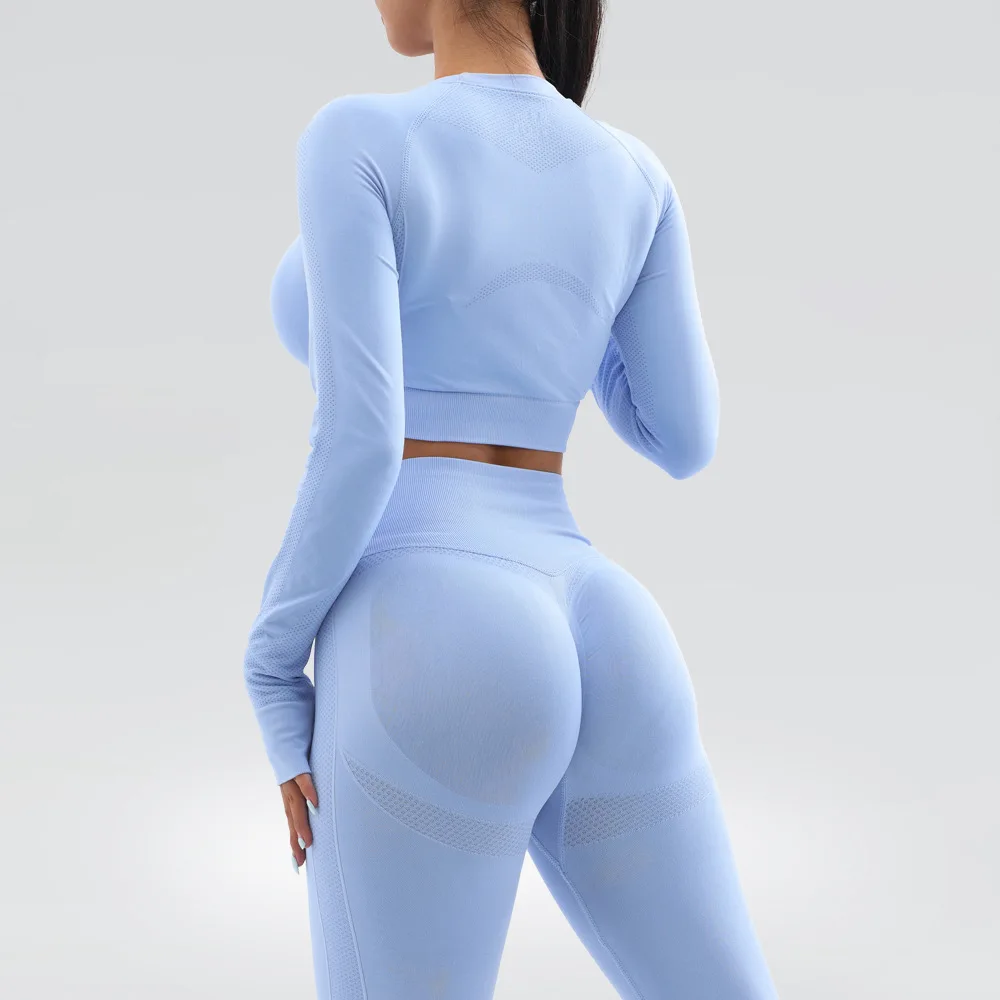 

Seamless Women Yoga Set Fitness Sportswear Crop Top High Waisted Hip Lift Yoga Pant Quick Dry Gym Set