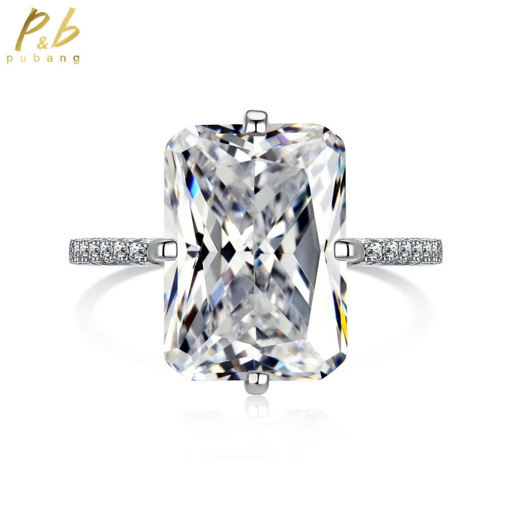 

PuBang for Women Wedding Gift VVS Gemstone Fine Jewelry Solid 925 Sterling Silver Created Moissanite Cocktail Ring Drop Shipping