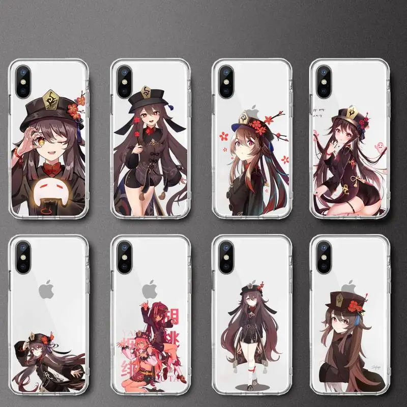 

hu tao Genshin impact game Phone Case Transparent soft For iphone 12 11 13 7 8 6 s plus x xs xr pro max mini