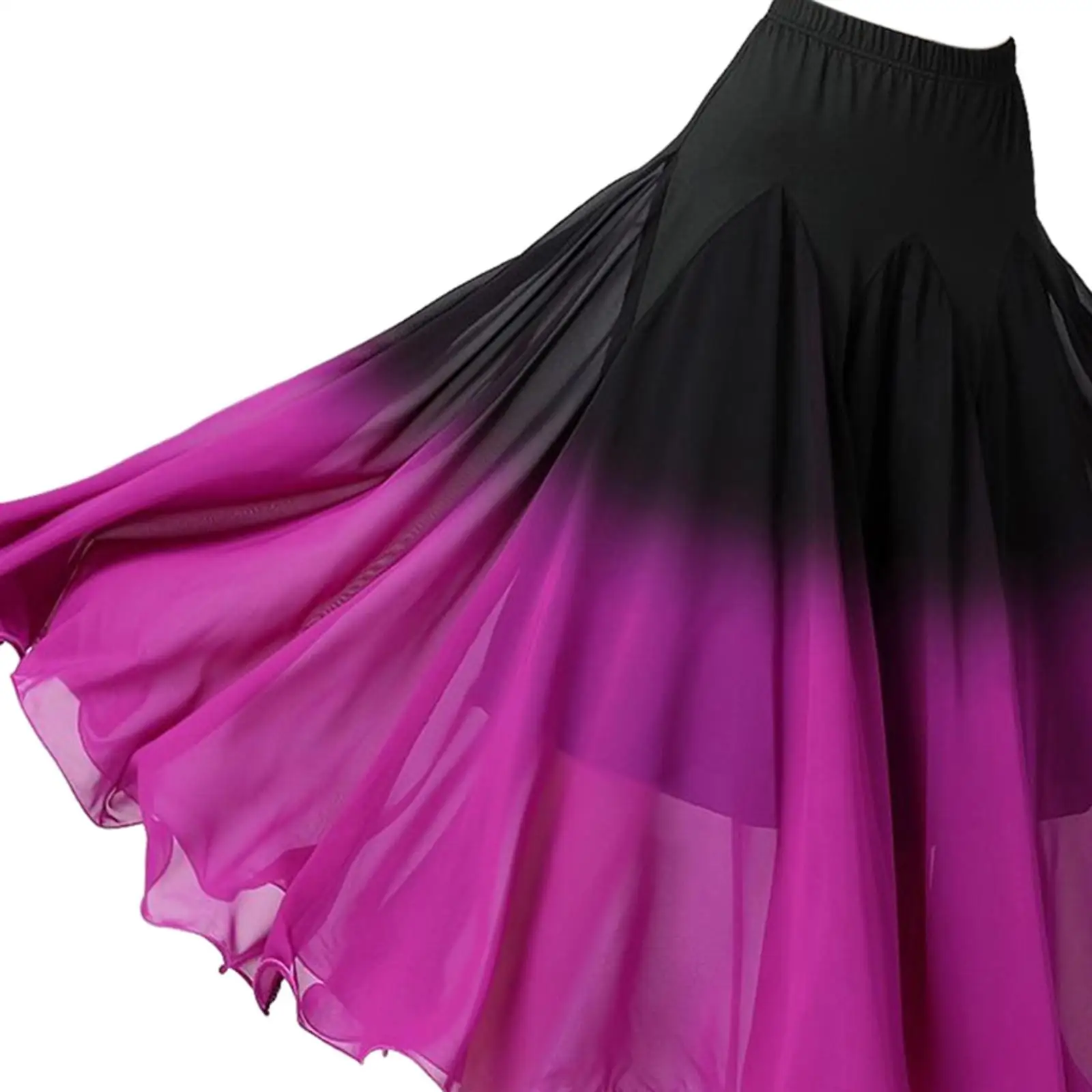 

Womens Ballroom Dance Skirt Latin Elegant Black Purple Gradient Long Skirt
