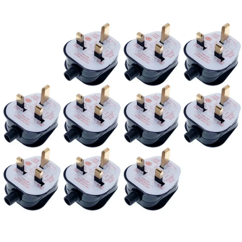 10 лотов-Великобритания, Малайзия, Сингапур, HK 3 плоский штырь DIY перезаряжаемая электрическая вилка AC250V 13A плавленый