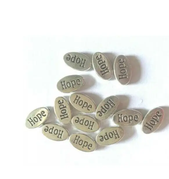 

50pcs tibetan silver color oval shaped 2sided Hope Letter spacer beads EF3590