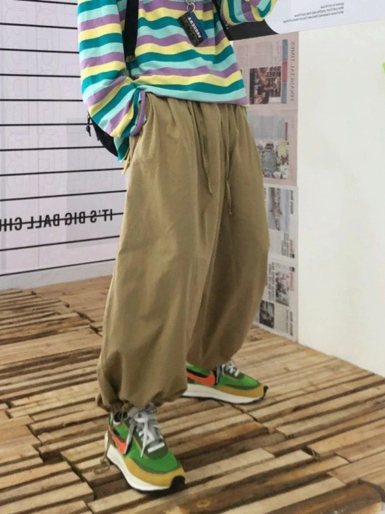 Женские брюки-карго в стиле Харадзюку с широкими штанинами |