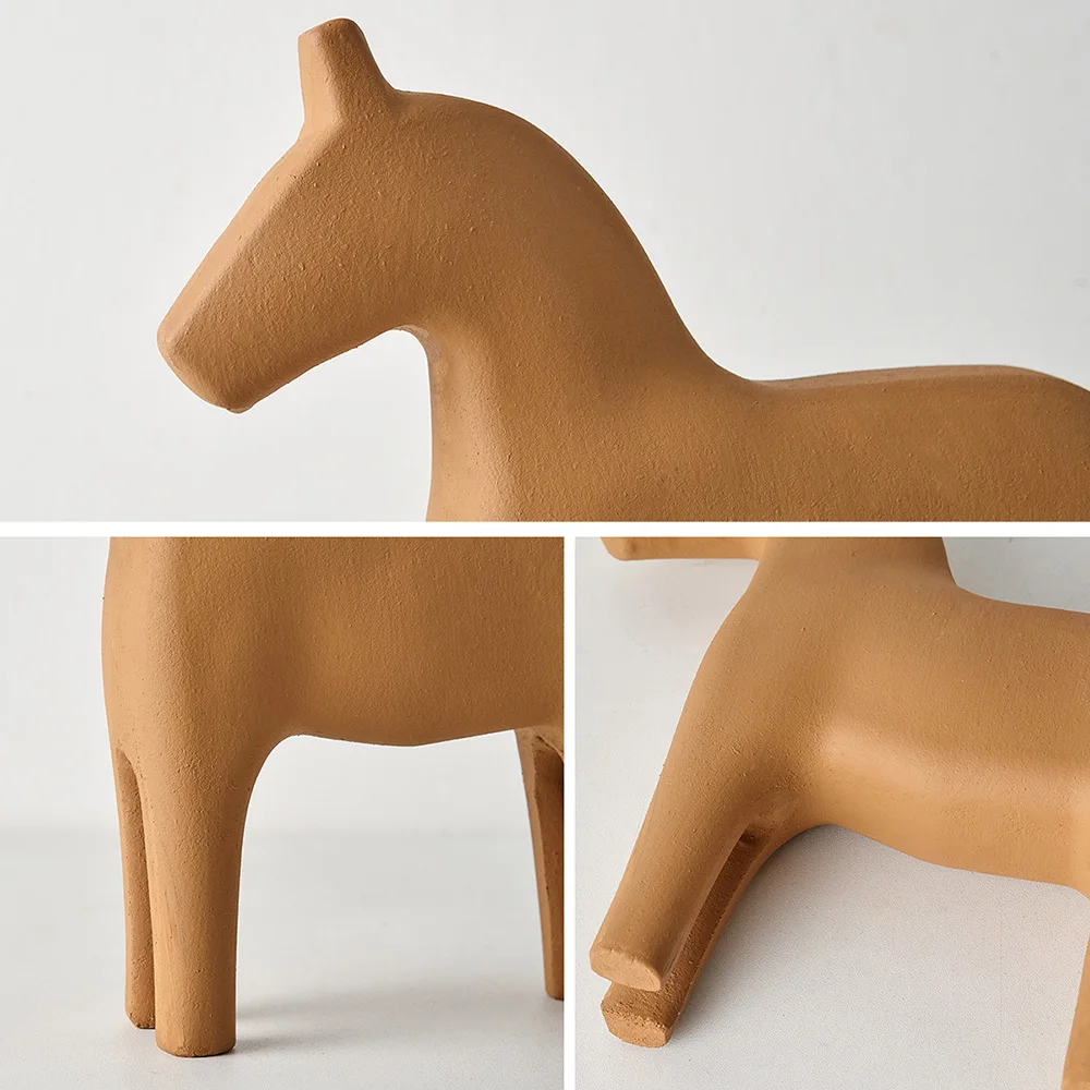 Creative Wood Horse Statue Cute Animal Model Nordic Home Decoration Living Room Table Decoration Accessories Kids Toys Gifts 5