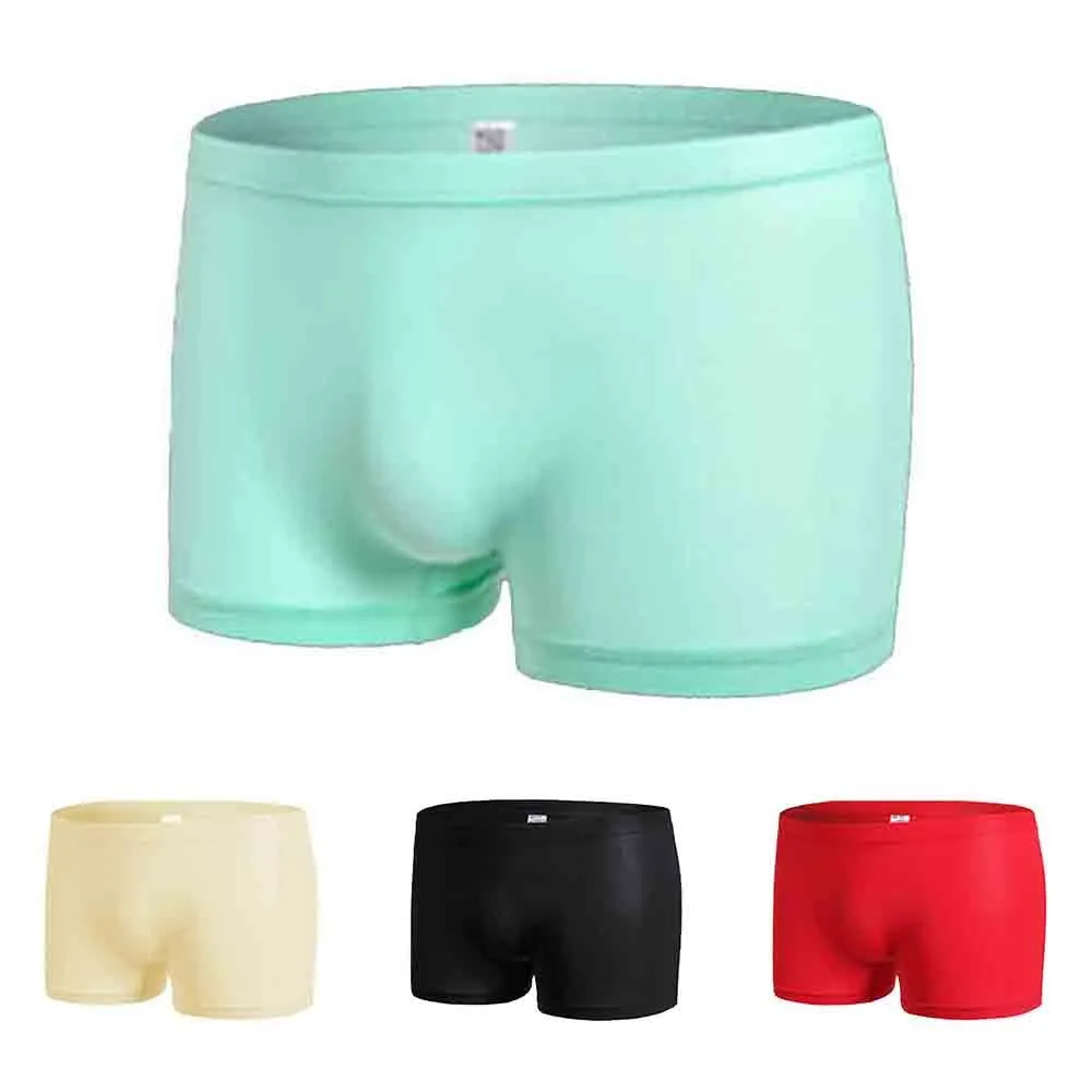 

Hot Men's Ice Silk Seamless Boxer Shorts Underwear Sexy Breathable Transparent Boxer Briefs Panties Boxershorts Swimming Trunks