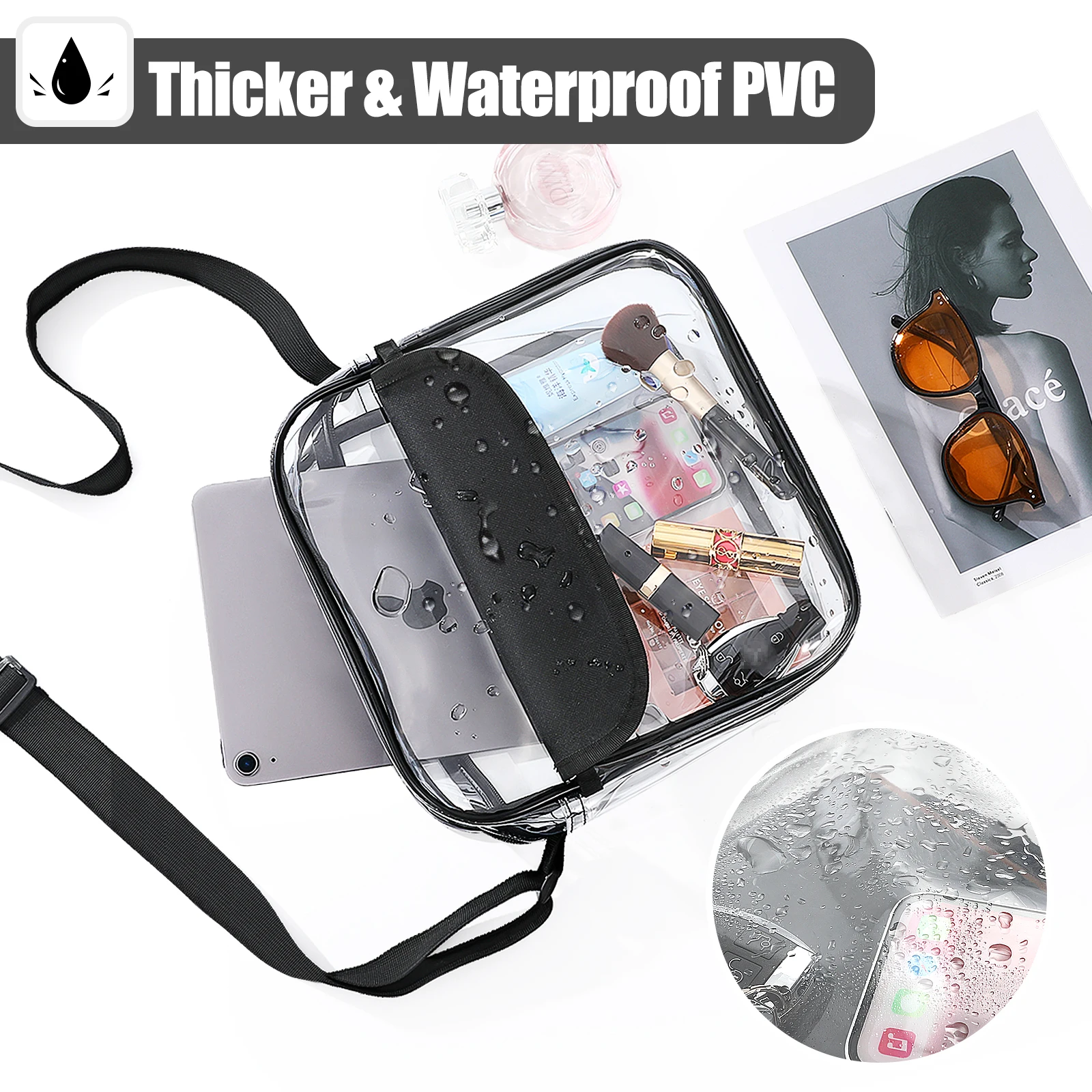 New Women PVC Clear Crossbody Bags Stadium Approved Transparent Shoulder Handbags PVC Harajuku Purses Phone Bag