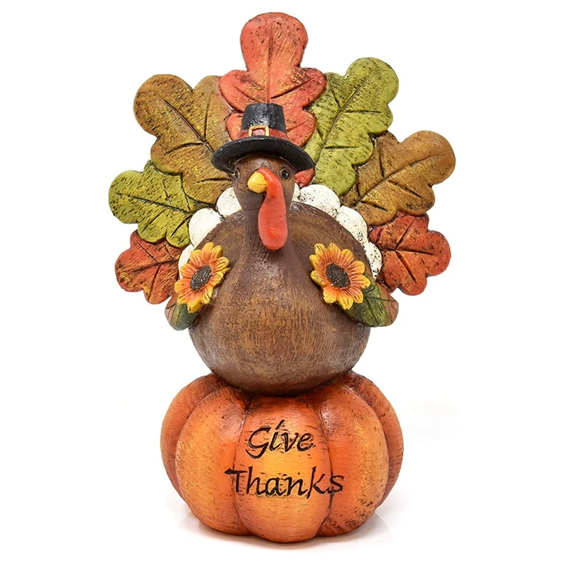 

Thanksgiving Pumpkin Turkey Table Decoration Thanks Statue Resin Center Decoration