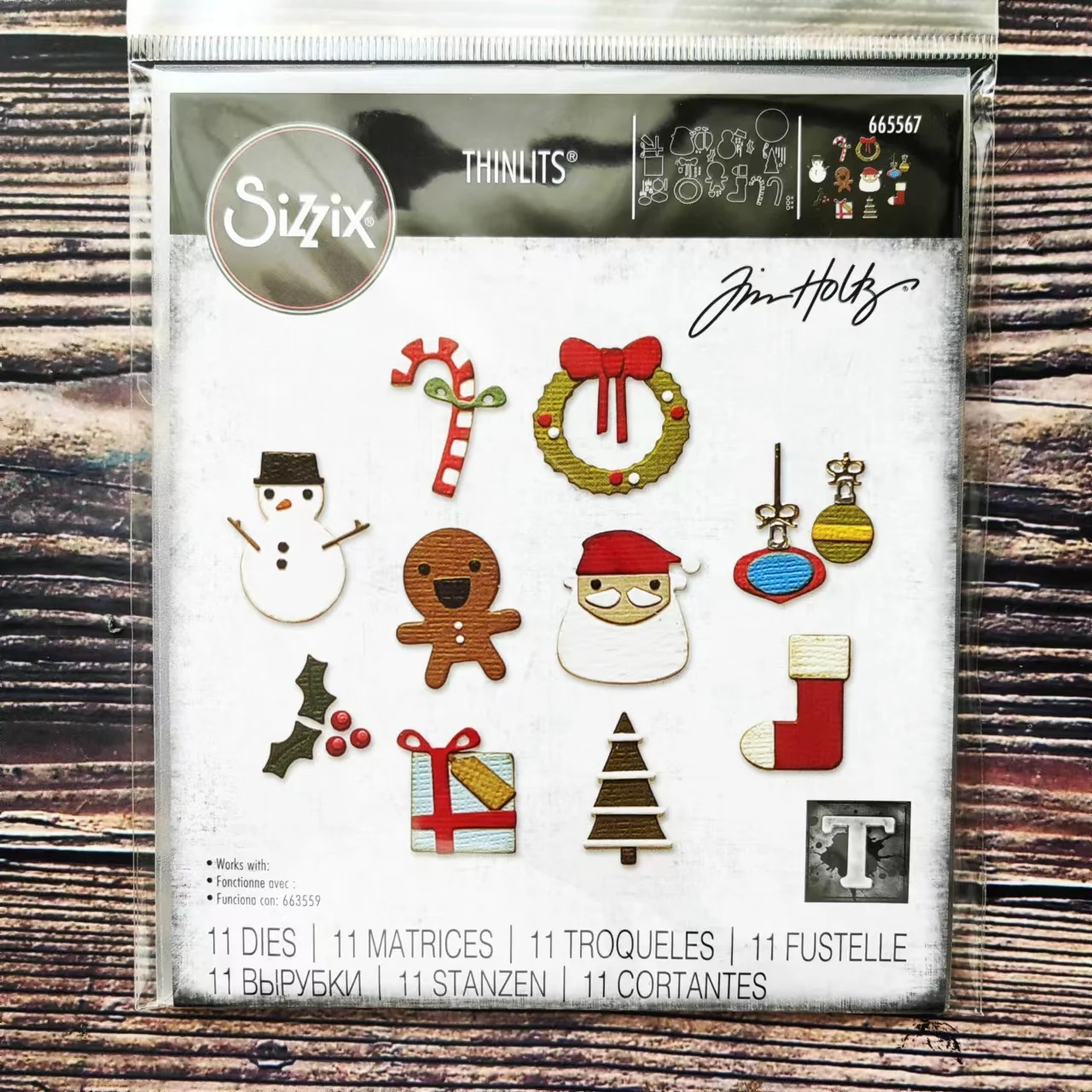 

Sizzix 665567 Thinlits Die Set 11PK-Рождественские минисы от Tim Holtz