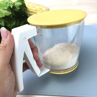 hand held cup flour sifter powder mesh sieve plastic flour strainer baking supplies tools with lid