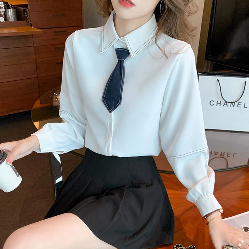 

blusas mujer de moda 2022 Spring Autumn Long Sleeved Women's Shirt Fashion Casual Solid Color Office Lady Blouses Tops