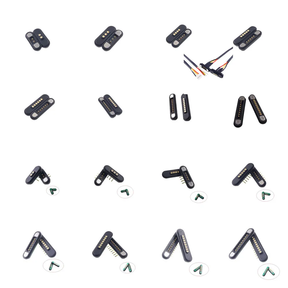 1/3/5/20/50 Pairs Magnetic Pogo Pin Connector 2 3 4 5 6 7 8 9 Pole Male Female 2.2 2.8 MM Grid 3A Spring Load Waterproof Pad