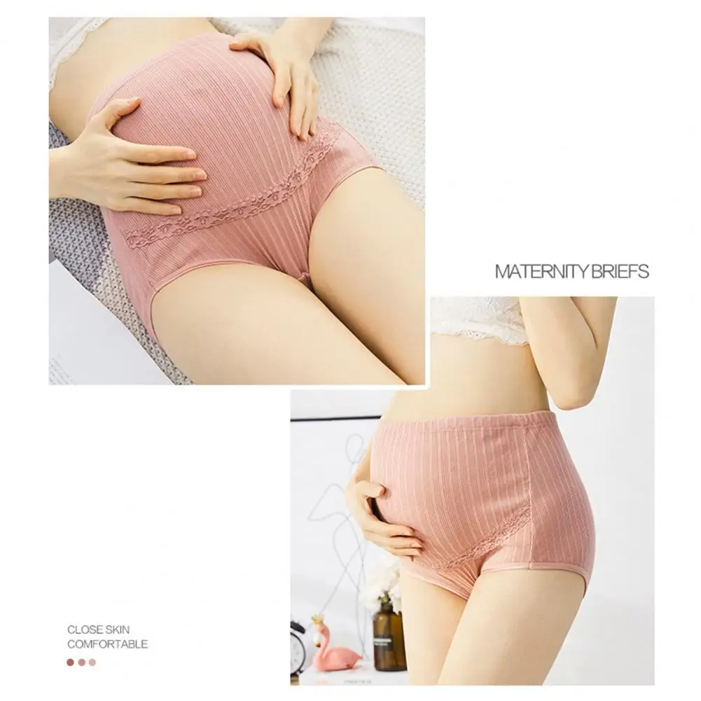 

Anti-septic Women Underpants Comfortable Panties with High Waist Support Ribbed Design Adjustable Elastic Soft for Pregnant