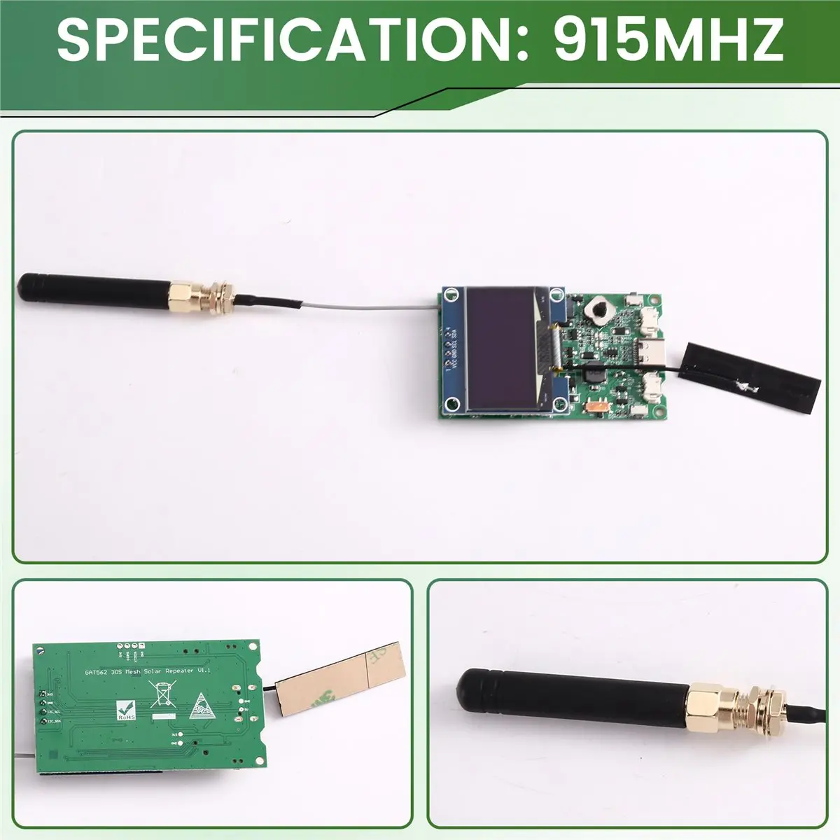 Фото Модуль LoRa Meshcore xin828 GAT562 30S Pod с OLED-дисплеем 1,3 дюйма, RF52840, SX1262, L76K, GPS, 30 дБм, BT, WIFI, 915 МГц №4