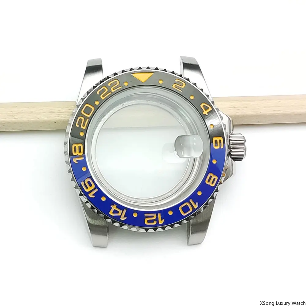 40mm cases Watch Case Men's mechanical watch Stainless Steel Cases Parts Sapphire Glass Fit nh35 nh36  8215 Mechanical Movement