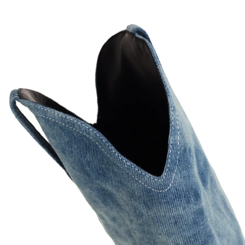 Pointed Toe Thick Heel Cowboy Boot Women Retro Autumn and Winter Europe and America Trouser Leg Boots Not Above Knee Boots Women