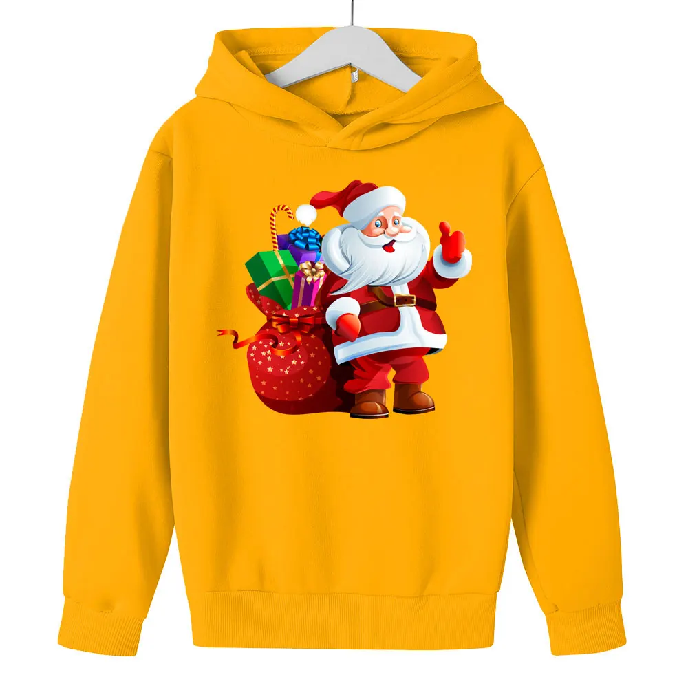 

Santa Claus Hoodie Christmas Sweatshirt Boys Girl Kid Gift New Year Printed Long Sleeve Pullover Tops Autumn Winter Warm Hoodies