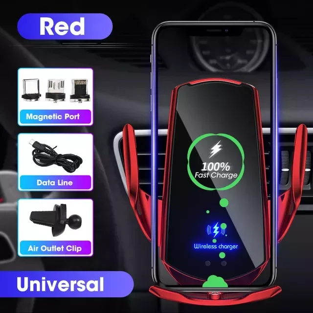 

2022 15W Qi Car Wireless Charger for iPhone 13 12 11 XR X 8 S20 S10 Magnetic USB Infrared Sensor Phone Mount