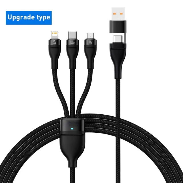 3 in 1 USB C Cable for iPhone 13 12 Pro 11 XR Charger Cable 100W Micro USB Type C Cable for Macbook Pro