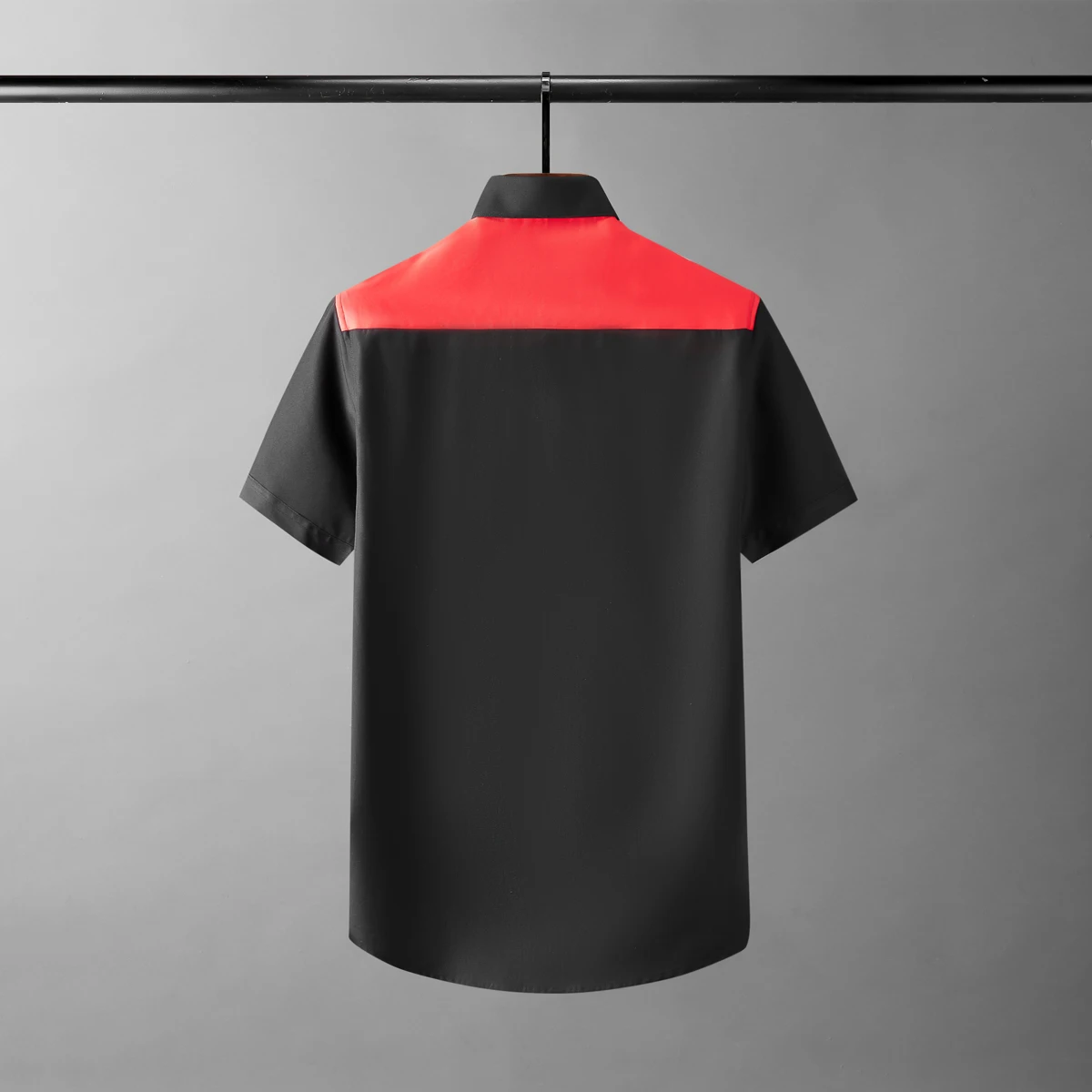 

2022 Cotton Male Shirts Luxury Short Sleeve Red Webbing Splicing Casual Mens Dress Shirts Fashion Slim Fit Party Man Shirts