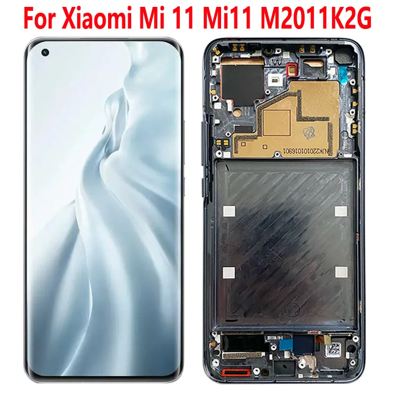 

Original 6.81"AMOLED Display with frame for XiaoMi Mi 11 M2011K2G LCD Touch Screen Digitizer Assembly Repair Parts Mi11 M2011K2C