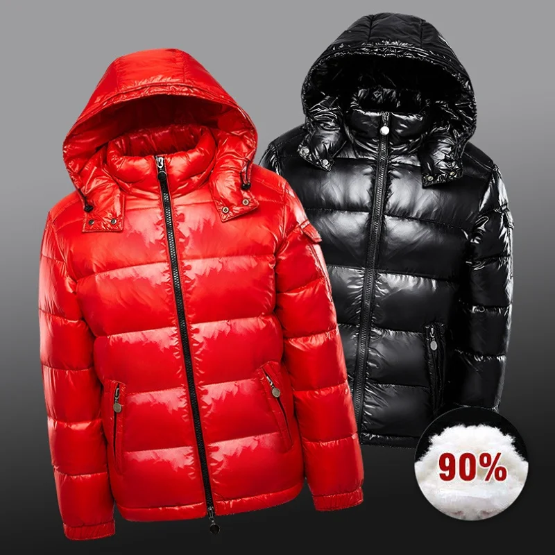 Down Jacket Hooded White Duck Down Padded Coat Thickened Winter for Warmth Unisex Multiple Size Single Breasted Loose Jacket