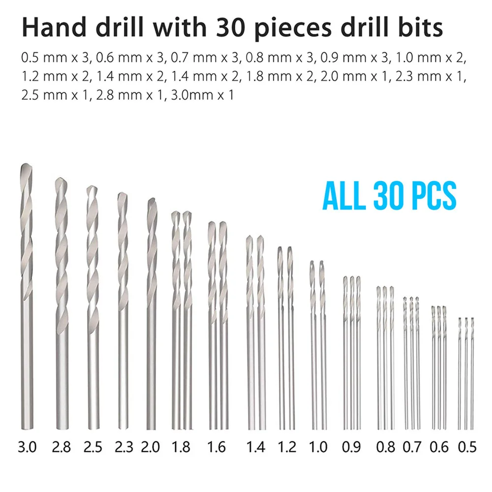 

Accessories Durable Useful Bits Hand Drill Tool Workshop 31pcs Chuck Drilling Parts Pin Vise Slotting Twisted Bits