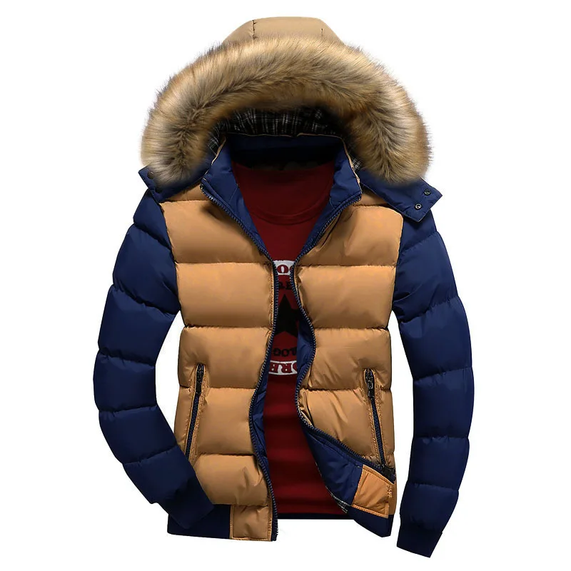 2022 Men's Hooded Fur Collar Warm Cotton Coat Coat Fashion Casual Men Clothing Winter Jackets  Winter Jacket Men