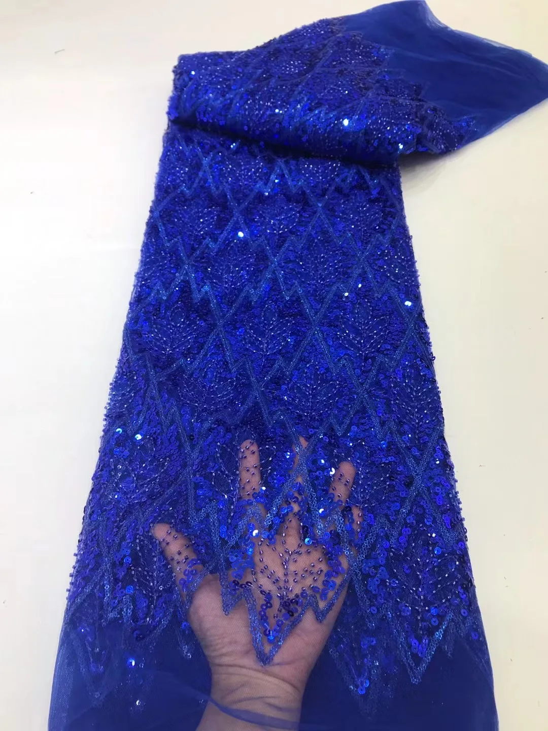 

Синяя нигерийская сетчатая кружевная ткань 2022, французская кружевная ткань для невесты, роскошная африканская вышивка из бисера, кружевная ткань для свадьбы LJL2205