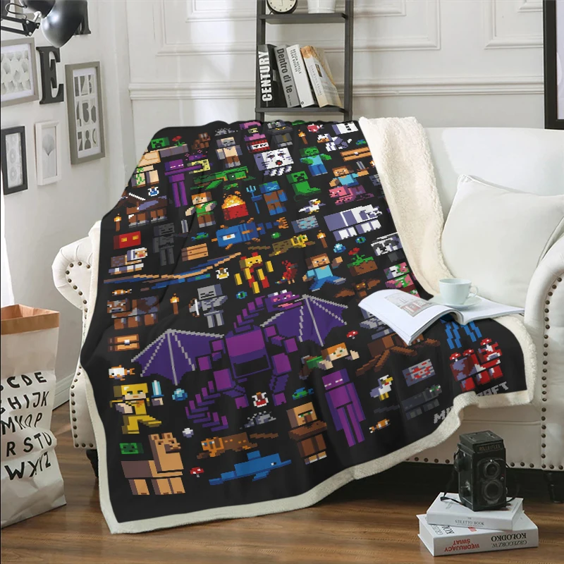 

Sherpa Throw Blanket Cube Flannel Blanket Soft Worm Plush Blanket Kids Adult for Bed Couch Chair