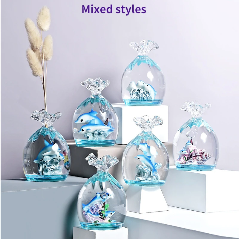 

Mini Creative Vase Quicksand Timer Liquid Dolphin Hourglass Pen Holder Decoration Home Living Room Desk Decoration Decoration