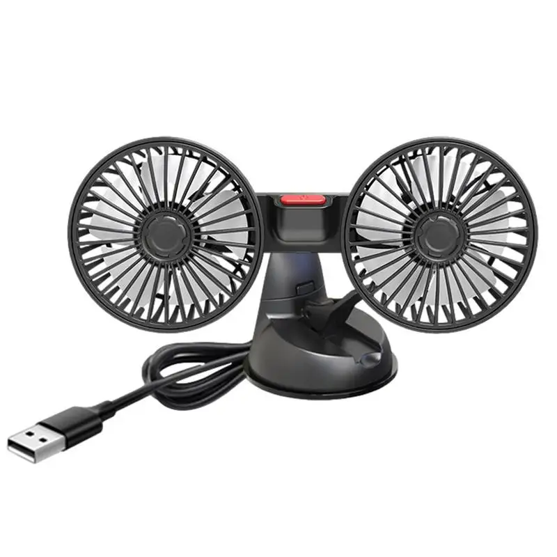 

Car Cooling Fan 360 Degree Rotatable Double Heads Vehicle Fan Portable Air Conditioner Car Accessories With 3 Speeds Low Noise