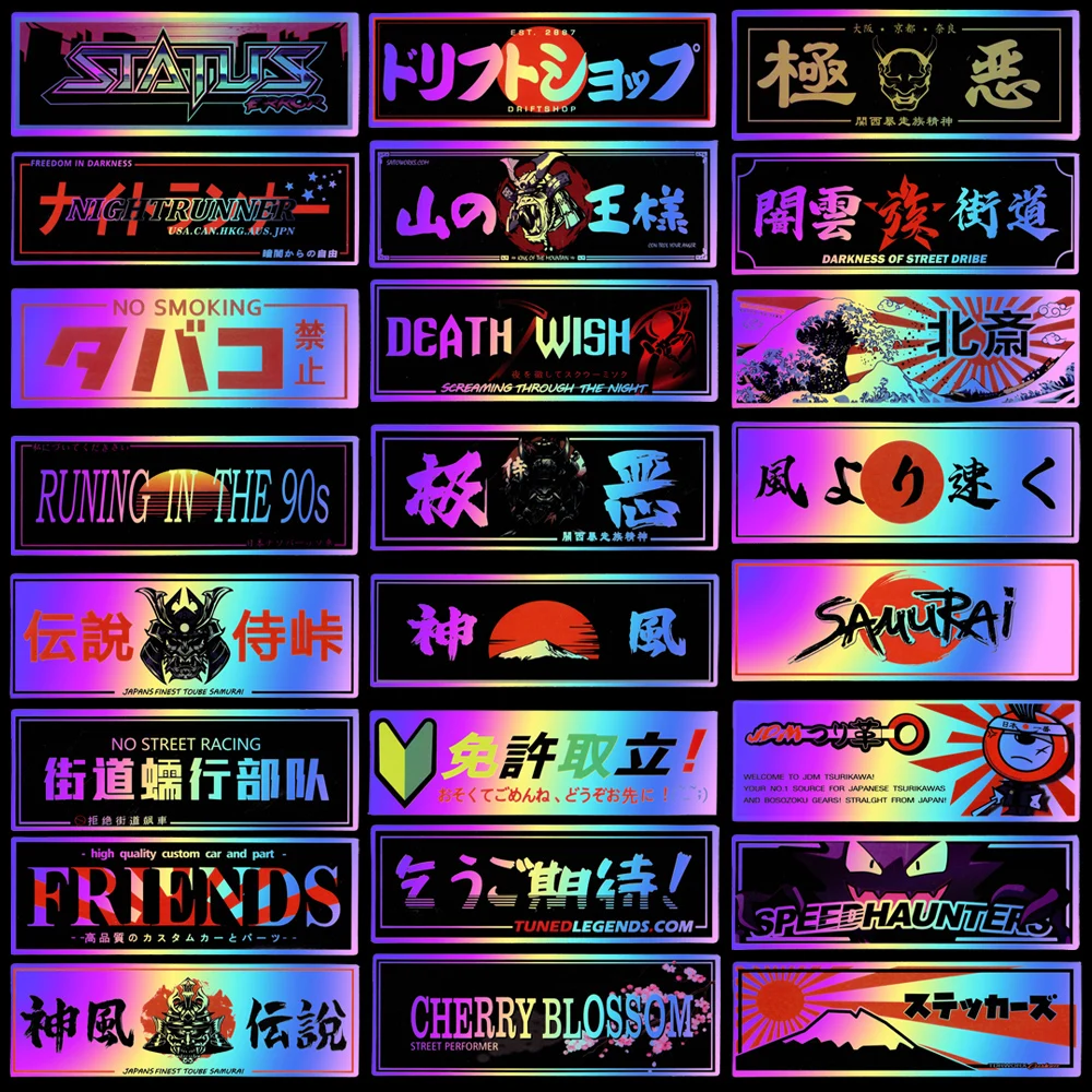 JDM Speed Hunter Laser Rainbow Helmet Motorcycle Moto bike Sticker Decal Waterproof Whole SET  Decal Car Styling Stickers