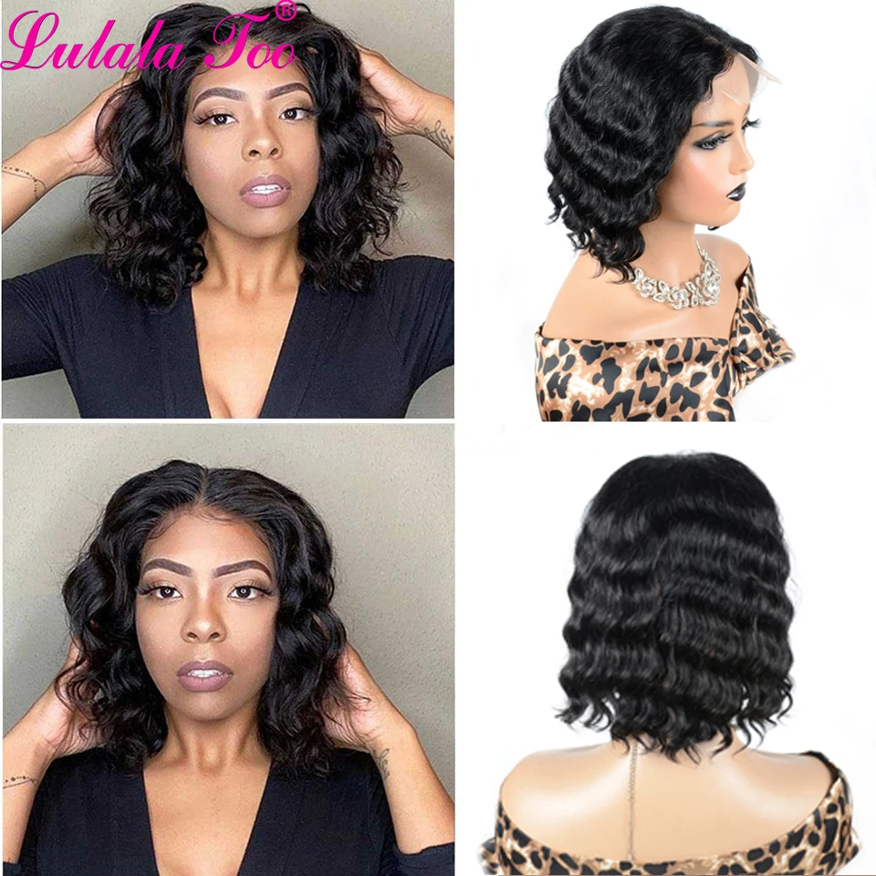 8-14 Inch Short Deep Wave Bob Wig Brazilian 13x4 /4X4Lace Front Human Hair Wigs Pre Plucked Remy Closure Wigs For Black Women