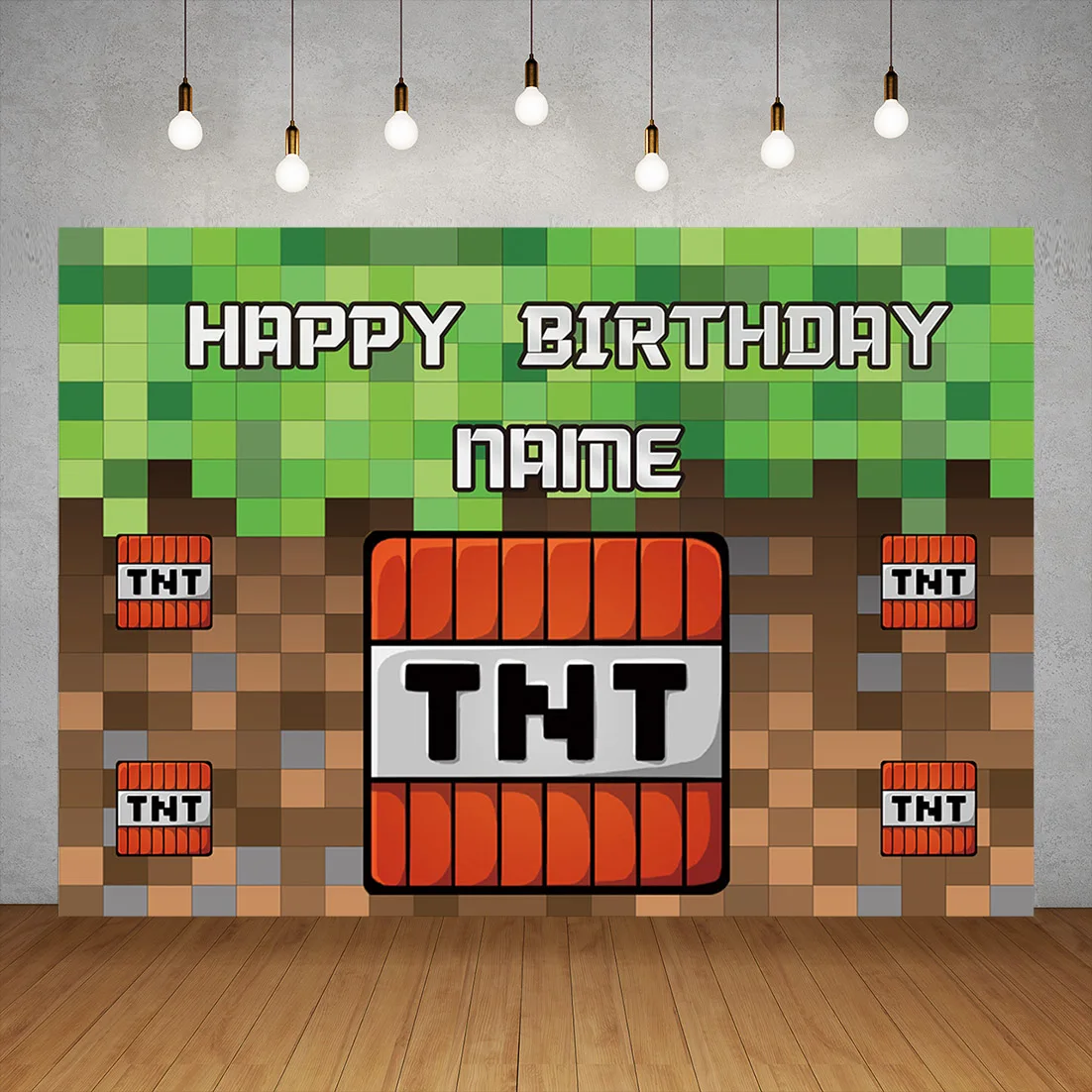 Фотофон с именем на заказ фоны Пиксельная игра тематический день рождения баннер