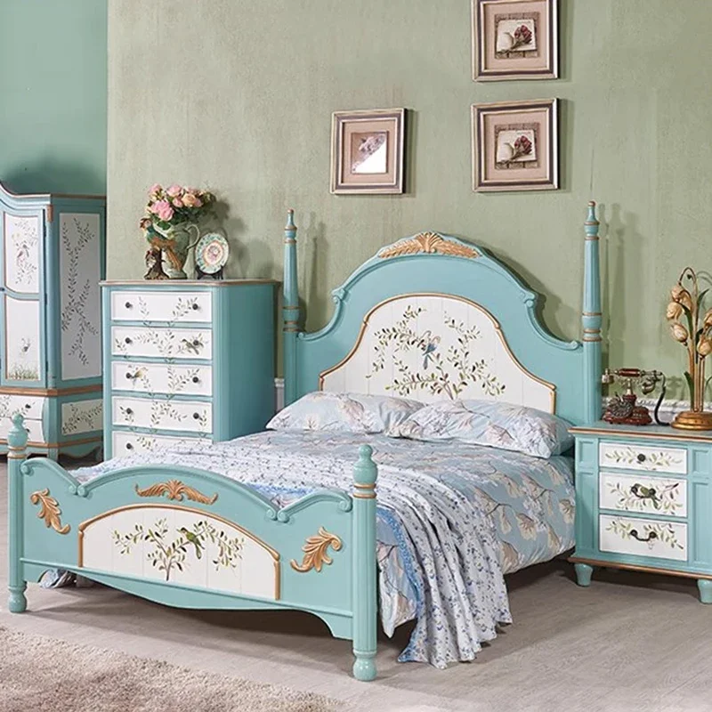 Деревянная большая кровать Современная рама большого размера домашняя