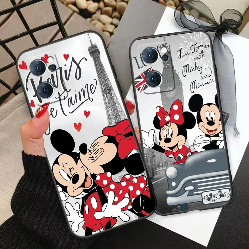 

Mickey Minnie in London Eiffel Tower Case Coque For OPPO RENO 7 8 RENO6 5 4 3 2 2F 10 PRO PLUS 4G Funda FIND X2 X3 X5 5G Case