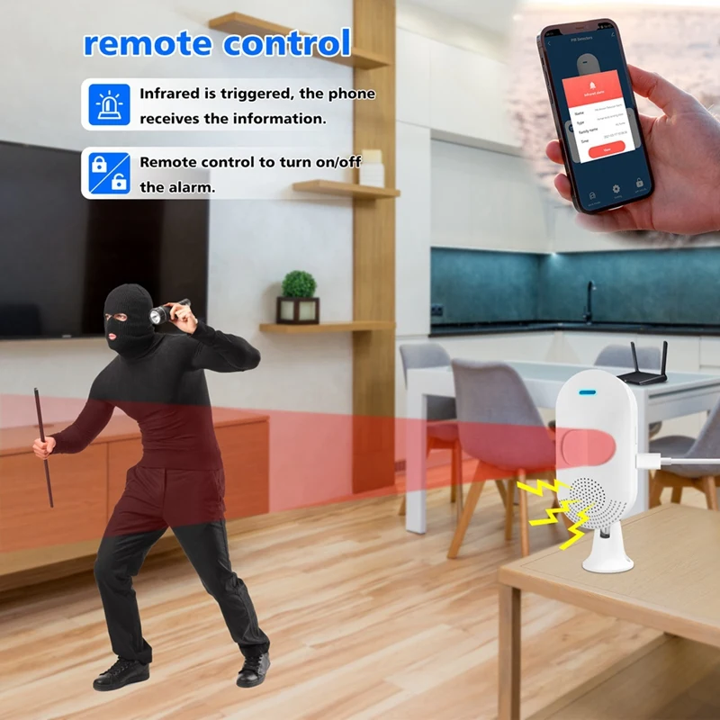 Звуковая и световая сигнализация Wi-Fi инфракрасный детектор PIR датчик движения