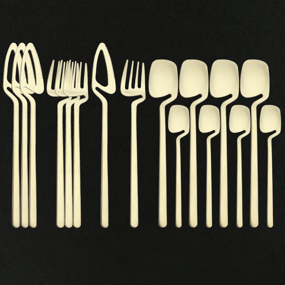 

16Pcs Gold Cutlery Set 304 Stainless Steel Tableware Set Knives Fork Coffee Spoon Dinnerware Set Party Flatware Silverware Set