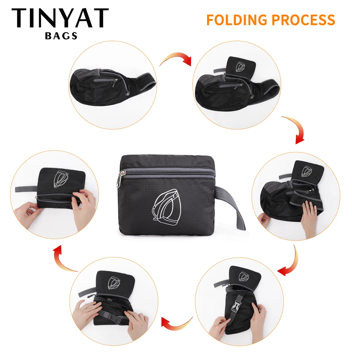 TINYAT Foldable Man Chest Bag Pouch Portable Crossbody Bags For Men Phone Money Shoulder Bag Husband Travel Party Sling Bags
