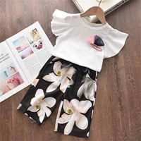 toddler kids girls clothes sets 2022 summer clothes fly sleeve t shirt topsfloral loose pants children clothing outfits 2 7y