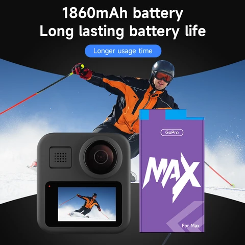 Литиевая аккумуляторная батарея для Go Pro Max, аккумулятор для экшн-камеры Gopro Max 360, аксессуары + 2 слота, светодиодное зарядное устройство