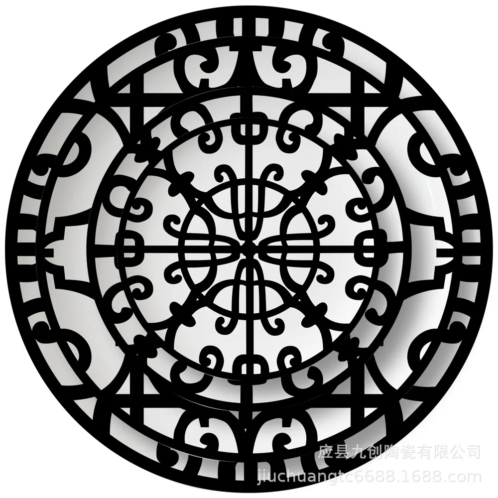 

Bone china plate Nordic black iron ceramic plate set western wedding dessert breakfast plate daily fruit plate