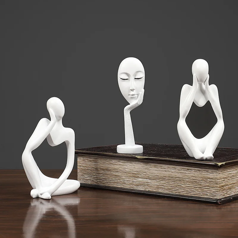 

Thinker Statue Abstract Figure Sculpture Nordic Decoration Accessories Home Crafts Home Decoration Mini Modern Art Desktop Decor
